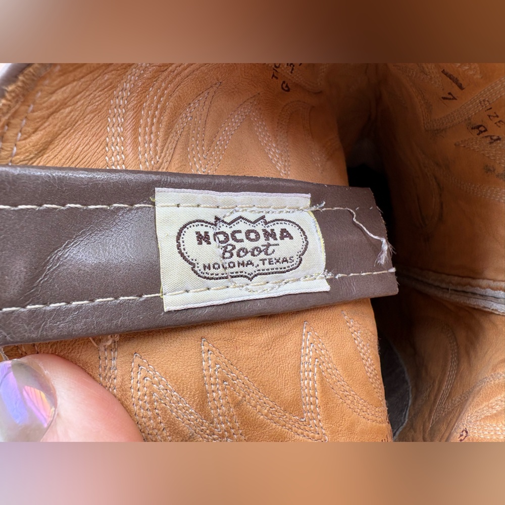 Nocona Womens Vintage grayish Leather Western Boots with Stitch Detail sz 7 used - Picture 3 of 12